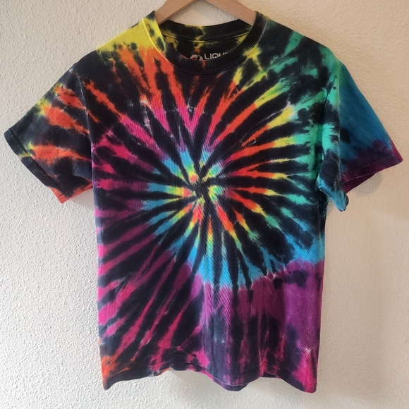 Liquid Blue Spiral Tie Die All Over Print Shirt Mens Medium - Picture 1 of 3